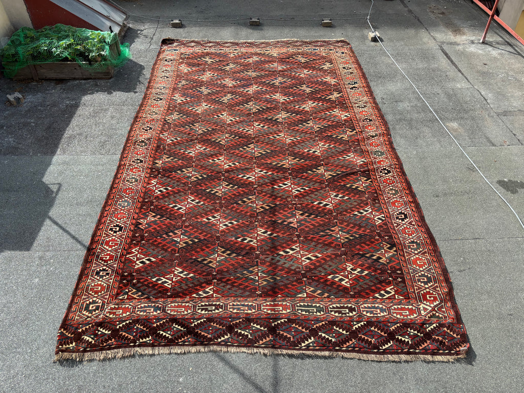 Antique Turkmen Yomut Main Carpet 1880, 212x366 cm