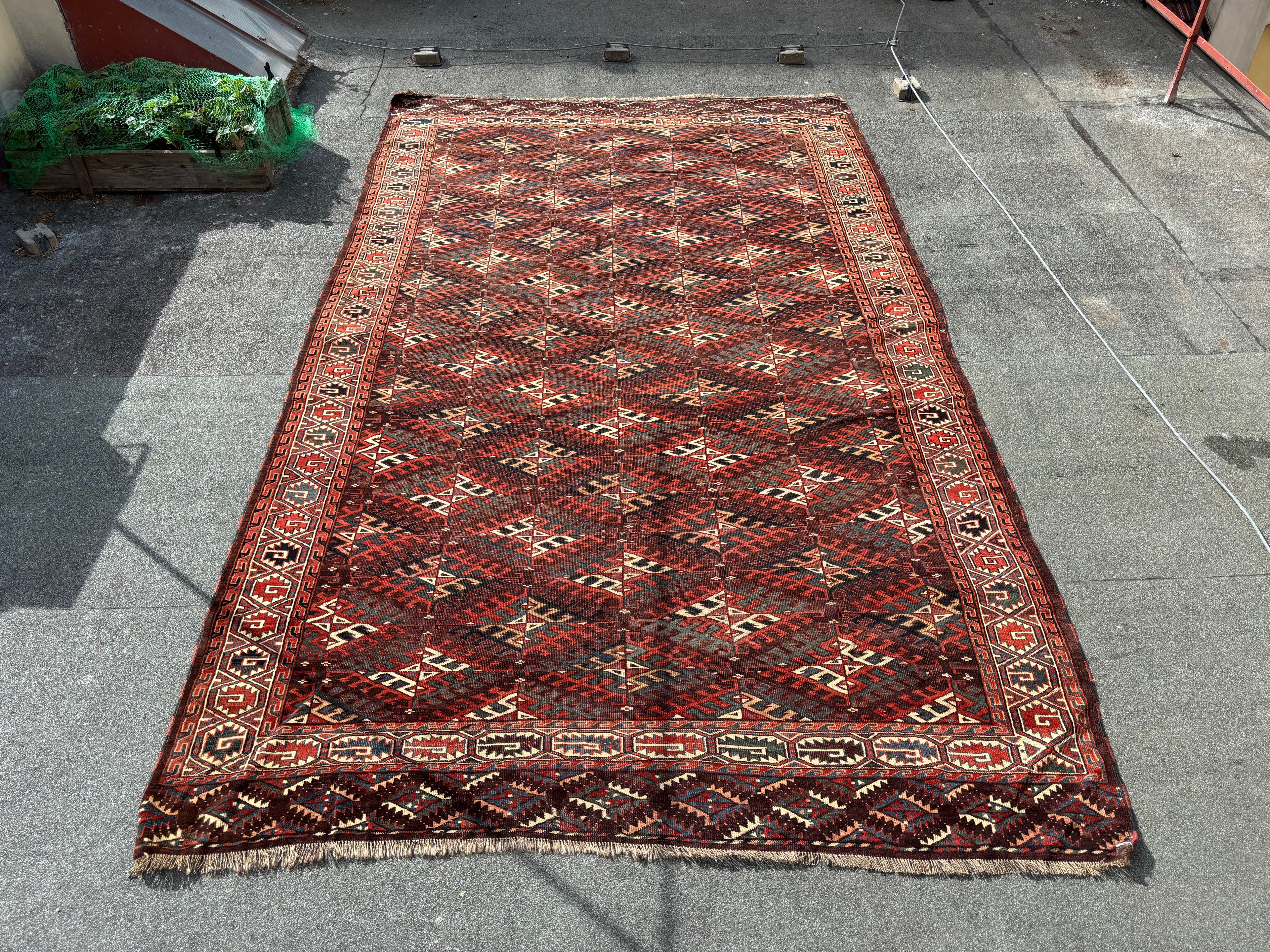 Antique Turkmen Yomut Main Carpet 1880, 212x366 cm
