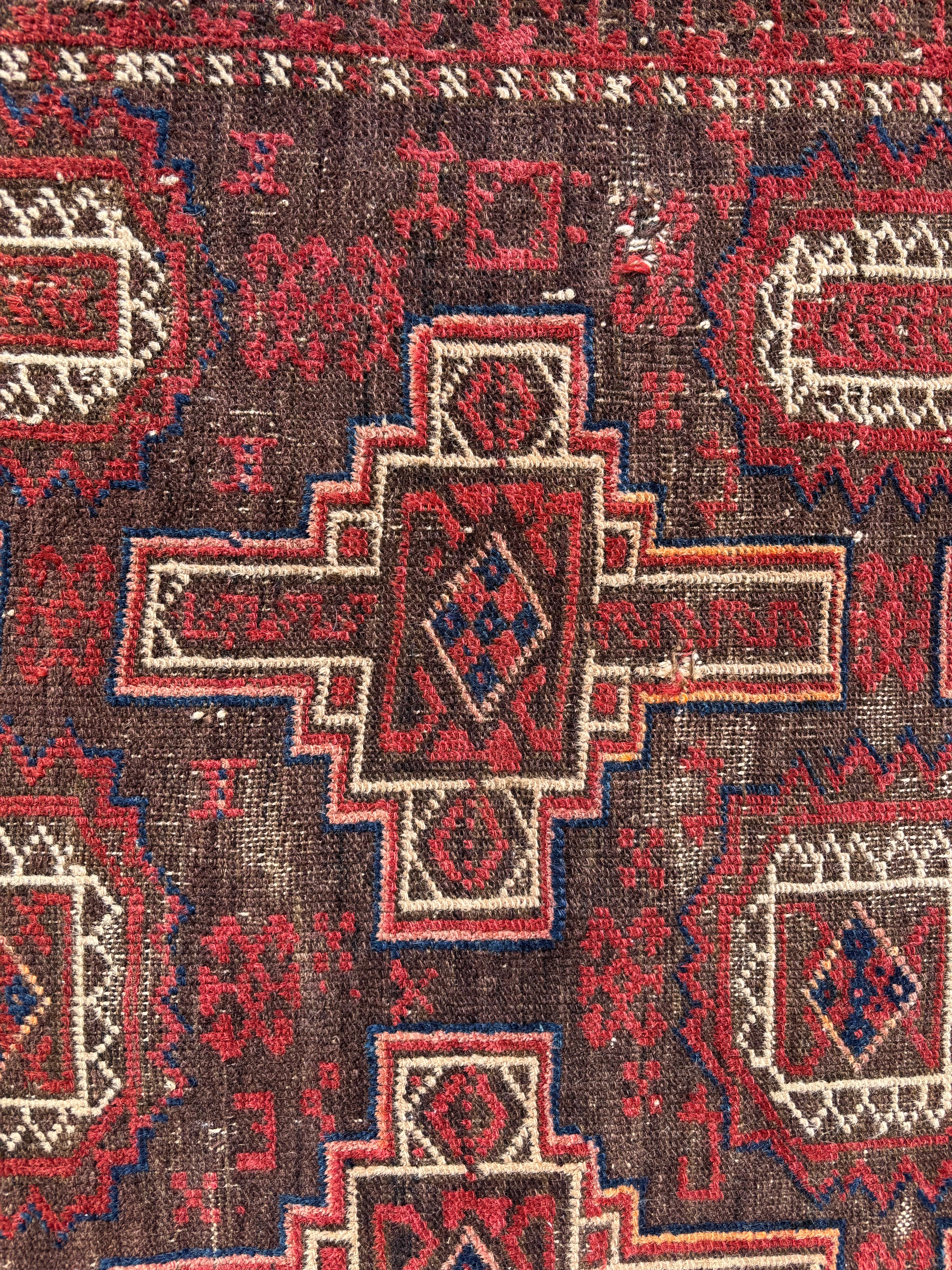 Baluch rug ※ miiページ Afghan Baluch Rug 4x6, Tribal, Geometric, Unique Colors, Triple
